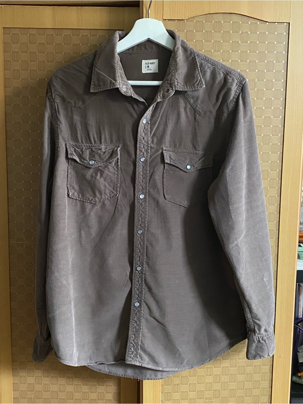 Old Navy Men's Brown Corduroy Long-Sleeve Button-Down Shirt
